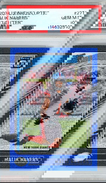 2024 PANINI DONRUSS OPTIC MALIK NABERS #271 BLUE GLITTER ROOKIE RC PSA 10