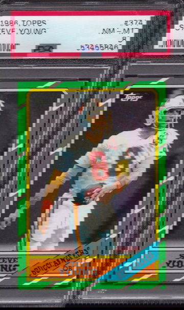 ✨1986 Topps Steve Young #374 PSA 8 NM-MINT Bucs / 49ers RC ROOKIE CARD HOF