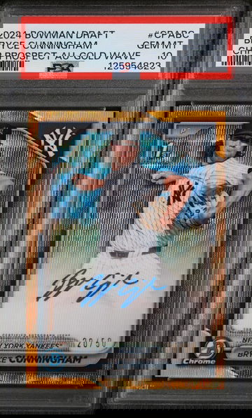 2024 Bowman Draft Chrome Prospect Autographs Gold Wave Bruce Cunningham #CPABC /50 PSA 10