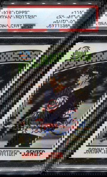 1976 Topps #115 Bryan Trottier HOF RC Auto PSA 6 DNA 10 *1385