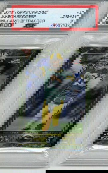 2015 TOPPS CHROME MINI CAMO REFRACTOR #2 AARON RODGERS PACKERS /99 PSA 10