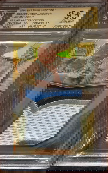 2014-15 Panini Spectra Aaron Gordon Rookie Jumbo Jerseys Gold Prizm BGS 9.5 Gem Mint