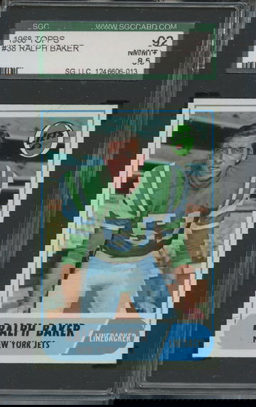 1968 Topps #38 Ralph Baker New York Jets SGC 92 NM/MT+ 8.5