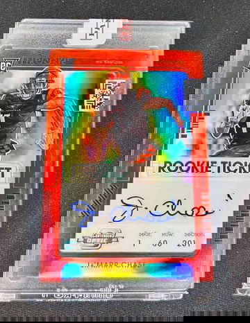 2021 Ja’Marr Chase Panini Contenders Optic Rookie Ticket Prizm Red Auto /50 SEALED #105 RC SP Autograph Jamarr