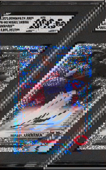 2021 Bowman Chrome Prospect Misael Urbina 1st Speckle Refractor /299 10 9.5