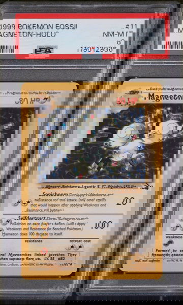 1999 Pokémon Fossil Magneton #11/62 Holo PSA 8
