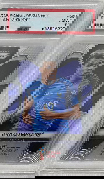 2018 Panini Prizm WC Kylian Mbappe Rookie RC Mint PSA 9