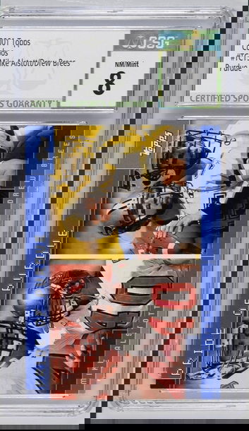 2001 Topps Combos #TC15 Mike Alstott/Drew Brees Rookie Card CSG 8 NM/Mint