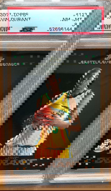 2007-08 Topps KEVIN DURANT Rookie Card #112 BLACK BORDER NM-MINT PSA 8