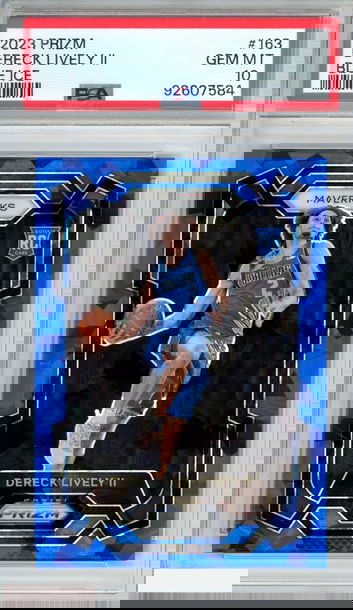 2023 PANINI PRIZM DERECK LIVELY II #163 BLUE ICE 17 OF 125 ROOKIE RC PSA 10