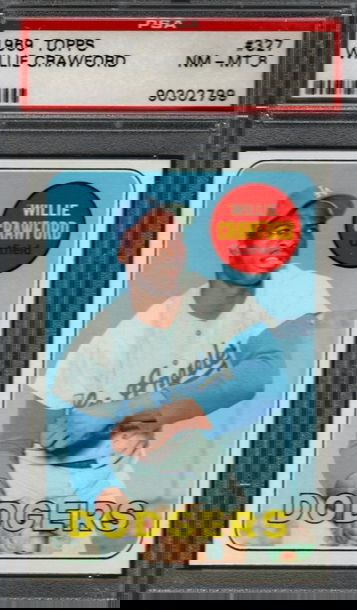 1969 Topps #327 Willie Crawford PSA NM-MT 8