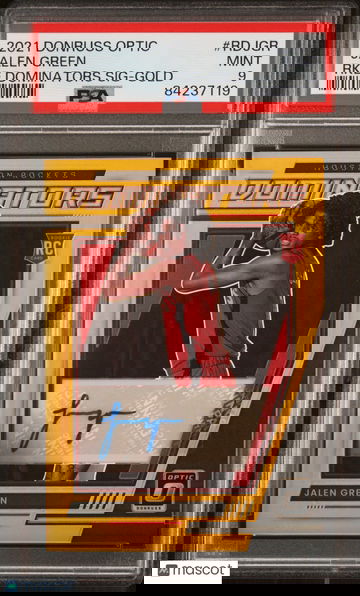 2021 Donruss Optic Rookie Dominators Sig Auto Jalen Green /10 Gold Prizm PSA 9