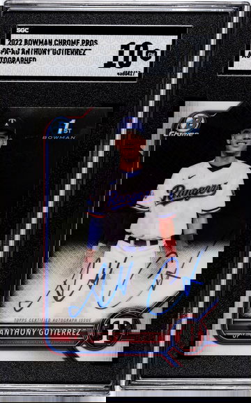 2022 Bowman Chrome 1st CPA-AG Anthony Gutierrez RC Auto SGC 10 GEM Texas Rangers