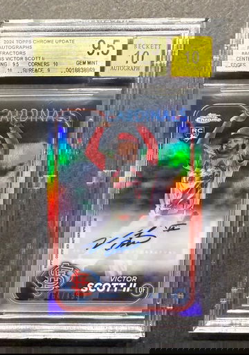 2024 Topps Chrome Update Auto Refractor RC /499 Victor Scott II BGS 9.5 Gem Mint