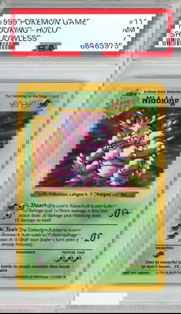 1999 POKEMON GAME NIDOKING HOLO #11 SHADOWLESS PSA 7 NM