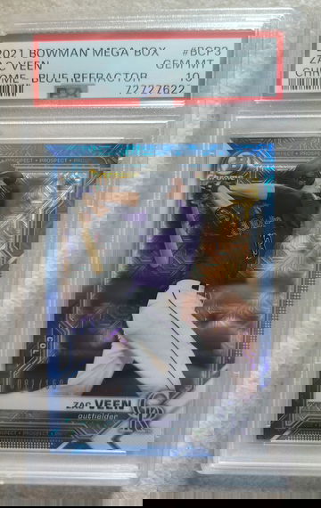 2021 Bowman Mega box Chrome Blue Ref /150 Zac Veen PSA 10