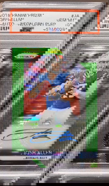 2018 Prizm Neon Green Pulsar Josh Allen RC Auto PSA10