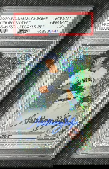 Anthony Volpe 2020 Bowman Chrome 1st Speckle Refractor Auto #/299 Yankees PSA 10