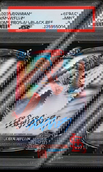 2025 Bowman Chrome Prospect Autographs Black Refractor Chen Wei Lin #CPACL /10 PSA 9