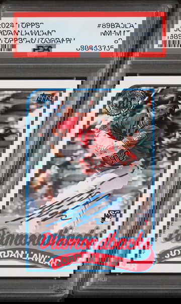 2024 TOPPS JORDAN LAWLAR 1989 BASEBALL AUTOGRAPHS #89BAJLA PSA 8 BS.E1.42