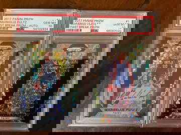 Markelle Fultz 2017 Prizm Fast Break Base & Auto RC PSA 10 Lot (2)