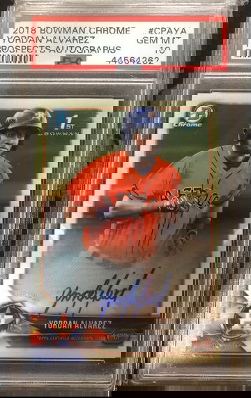 2018 Yordan Alvarez Bowman Chrome Prospect Autograph PSA 10