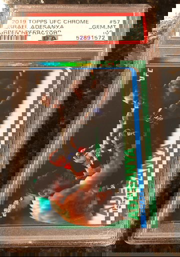 2019 Topps Chrome UFC Israel Adesanya Green Refractor /99 PSA 10