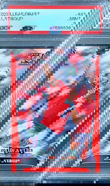 2023 SP CJ STROUD Leaf Draft COLOR MATCH RED PARALLEL PSA 9 POP 5 Rookie RC #43