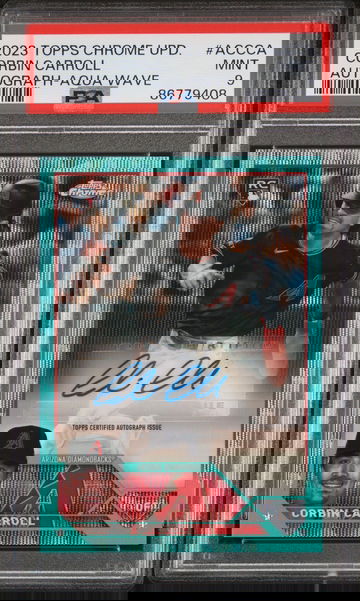 2023 Topps Chrome Update Autograph Aqua Wave Refractor Corbin Carroll #ACCCA /199 PSA 9