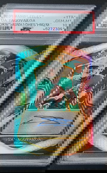 2020 Panini Select Tua Tagovailoa Rookie Signatures Prizm 44/49 PSA 10 GEM MINT RC AUTO