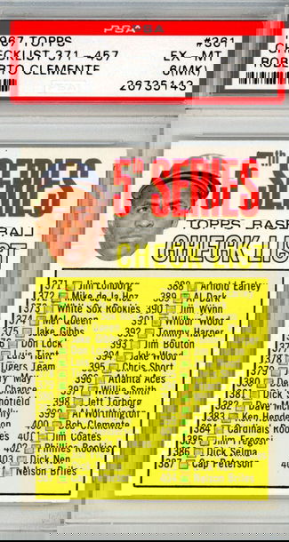 1967 TOPPS 5TH SERIES CHECKLIST ROBERTO CLEMENTE PSA 6 (MK)