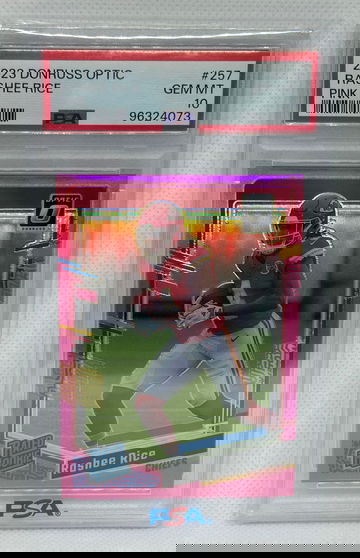 RASHEE RICE 2023 OPTIC RATED ROOKIE PINK PRIZM PSA 10