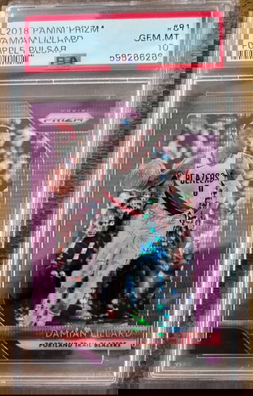 2018 Panini Prizm Damian Lillard Purple Pulsar PSA 10
