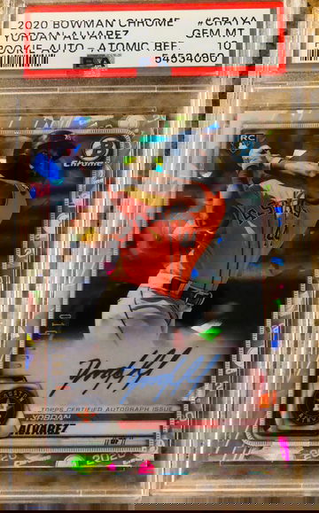 2020 Bowman Chrome Yordan Alvarez RC Atomic Refractor Auto #10/100 PSA 10 On Card Auto LOW Pop