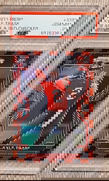 2021 Prizm Kyle Trask Black and Red Checker PSA 10