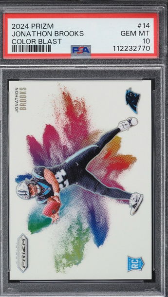 2024 Panini Prizm Jonathon Brooks Color Blast SSP RC Rookie #14 Panthers PSA 10