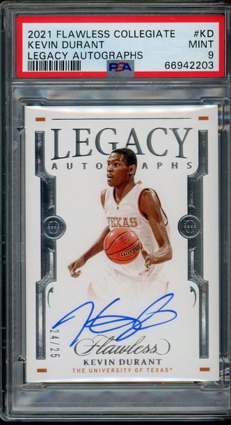 2021 Flawless Collegiate Kevin Durant Legacy Autographs /25 PSA 9