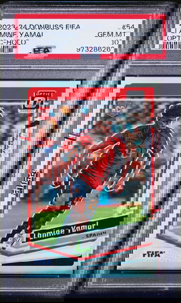 2023-24 DONRUSS PANINI FIFA LAMINE YAMAL OPTIC HOLO #54 RC ROOKIE PSA 10