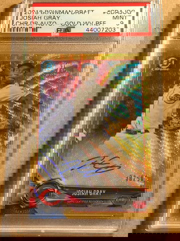 Josiah Gray 2019 Bowman Draft Gold Wave Refractor Auto PSA 9
