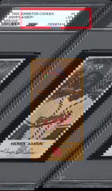 1954 JOHNSTON COOKIES #5 HENRY HANK AARON RC Rookie PSA 3 Superior Eye Appeal