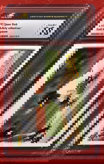 1992 Upper Deck Rickey Henderson #155 Gold Hologram CSG 10 Oakland Athletics