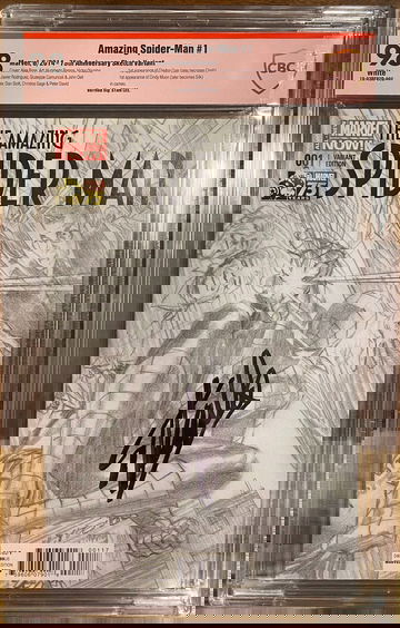 Amazing Spider-Man #1 sketch CBCS 9.8 signed by Stan Lee, 1st appearance of Cindy Moon (Silk) and Clayton Cole (Clash)