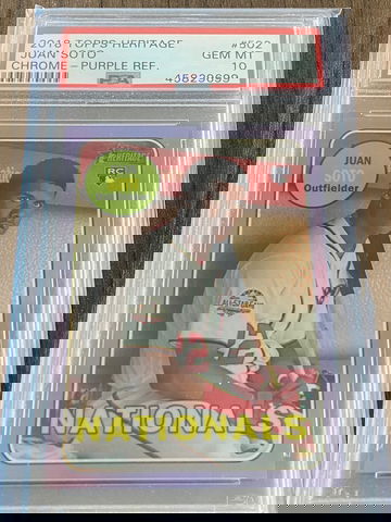 2018 Topps Heritage Chrome Juan Soto Purple Refractor PSA 10