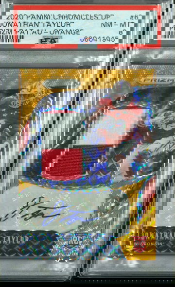 2020 Panini Chronicles Jonathan Taylor Orange Prizm RC RPA Patch Auto 2/10 SSP PSA 8 NM-MT