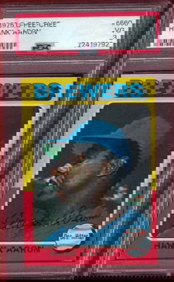 1975 O-PEE-CHEE Hank Aaron ( MILWAUKEE BREWERS ) PSA 3 Card #660!