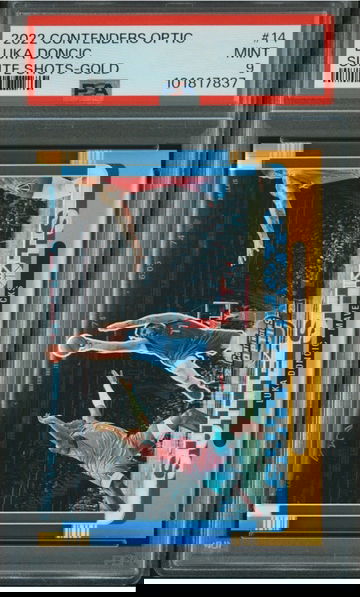 2022-23 Contenders Optic Luka Doncic Gold Prizm #/10 Suite Shots PSA 9 0^