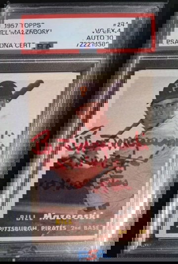 1957 Topps #24 Bill Mazeroski RC PSA 4 Auto 10 