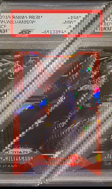 2019-20 Panini Prizm Zion Williamson Red Ice Prizm Rookie RC #248 PSA 9 Pelicans