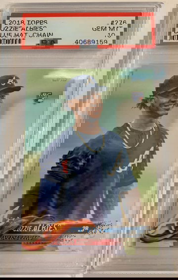 2018 Topps Ozzie Albies blue hat/chain variation rookie PSA 10