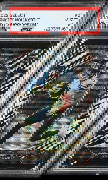 2022 Panini Select Die-Cut Zebra Prizm Kenneth Walker III #2 RC PSA 9